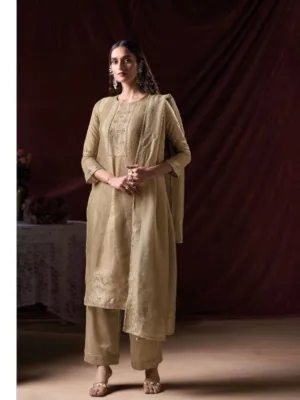 Ganga Arnisa Designer silk suits for women - Beige