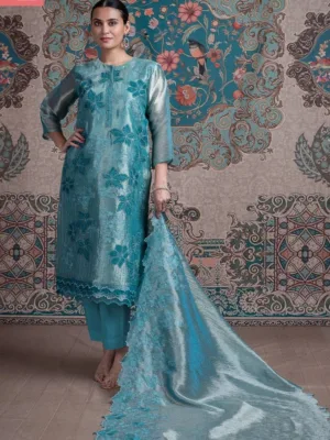 Naariti Nafia festive silk suits with embroidery - Blue