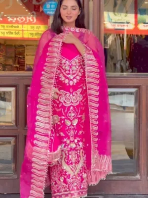 Anand Karaj suit with potli bag | Bridal Punjabi Suit | Red and Pink