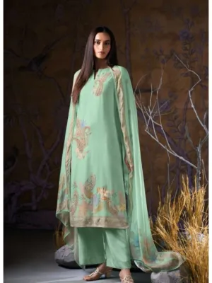 Ganga Ivriel suits winter wear  collection | pashmina suits - Green
