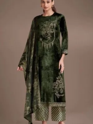 Luxury velvet suits for ladies | omtex ritha 21 - Green