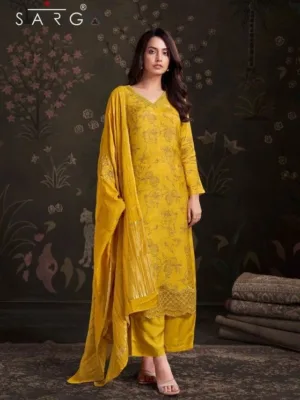 Sahiba zikra  party wear silk suit - Yellow