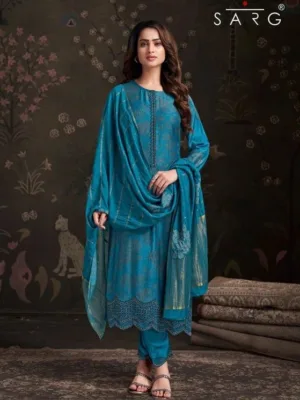 Sahiba zikra  party wear silk suit - Blue