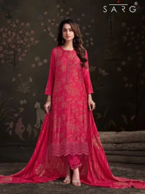 Sahiba zikra  party wear silk suit - Red