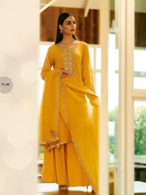 Varsha tilla silk party wear suits - Yellow