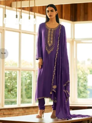 Varsha tilla silk party wear suits - Purple