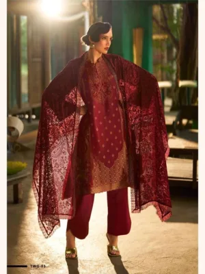 Varsha the woven garden velvet duppata suit set