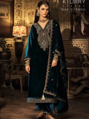 Kilory Party wear Velvet suit | Designer collection - Blue