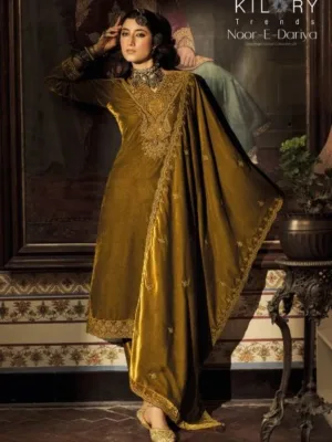 Kilory Party wear Velvet suit | Designer collection - Golden