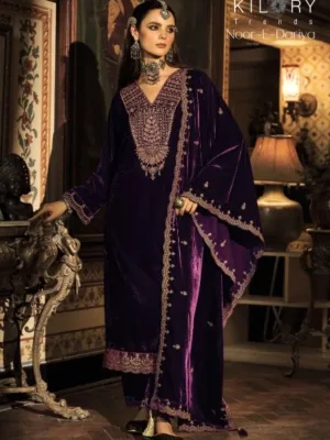 Kilory Party wear Velvet suit | Designer collection - Purple