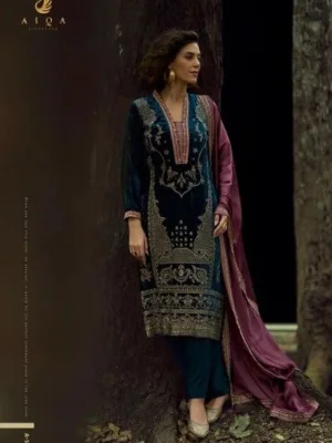 Aiqa Lake Velvet designer suits with price | Blue