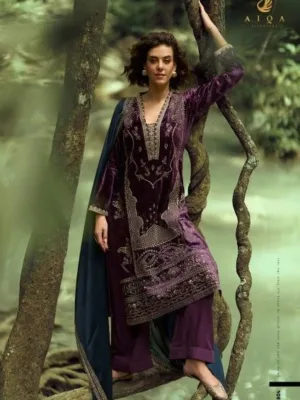 Aiqa Lake Velvet designer suits with price | Purple