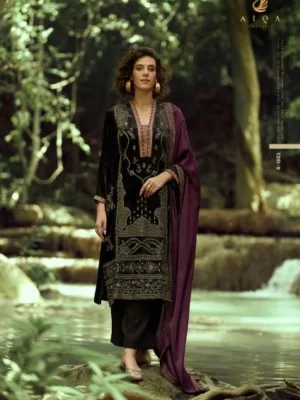 Aiqa Lake Velvet designer suits with price | Black