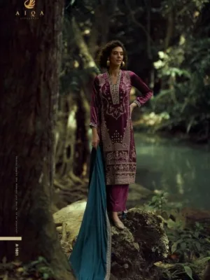 Aiqa Lake Velvet designer suits with price | Pink