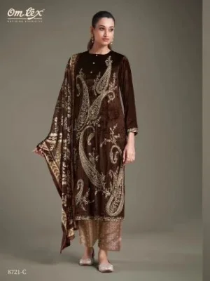 Omtex ritha 23 Brown Velvet Suit for Women