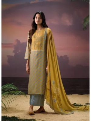 Ganga Fritzi ladies pashmina suit | yellow