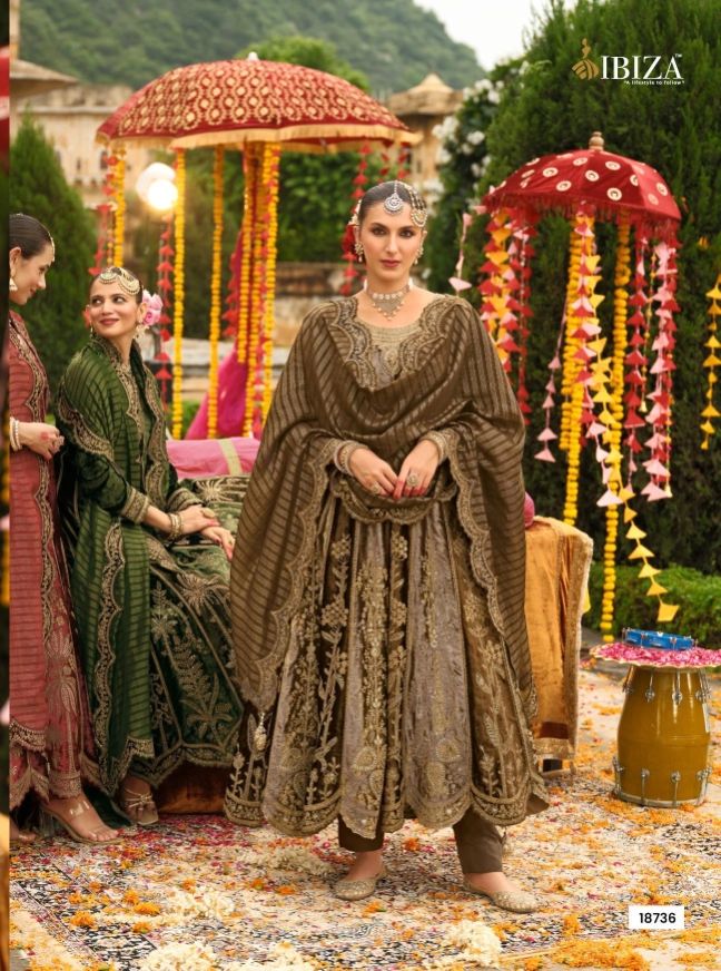 Ibiza anarkali 2 Grey Brown velvet anarkali suit