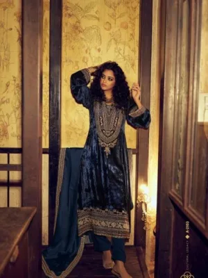 Aiqa Adam Blue velvet suit party wear