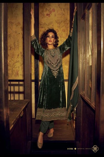 Latest velvet suit design | Aiqa Adam Green velvet suit party wear