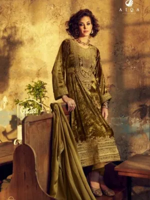 Aiqa Adam Green velvet suit party wear