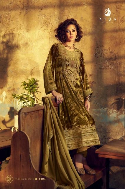 Latest velvet suit design | Aiqa Adam Green velvet suit party wear