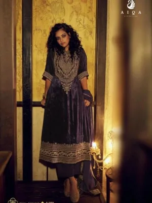 Aiqa Adam Purple velvet suit party wear