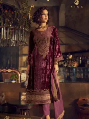 Aiqa Adam Pink velvet suit party wear