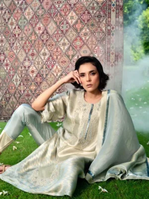 Naariti Khinkhab Light Blue Brocade suit | Winter suits