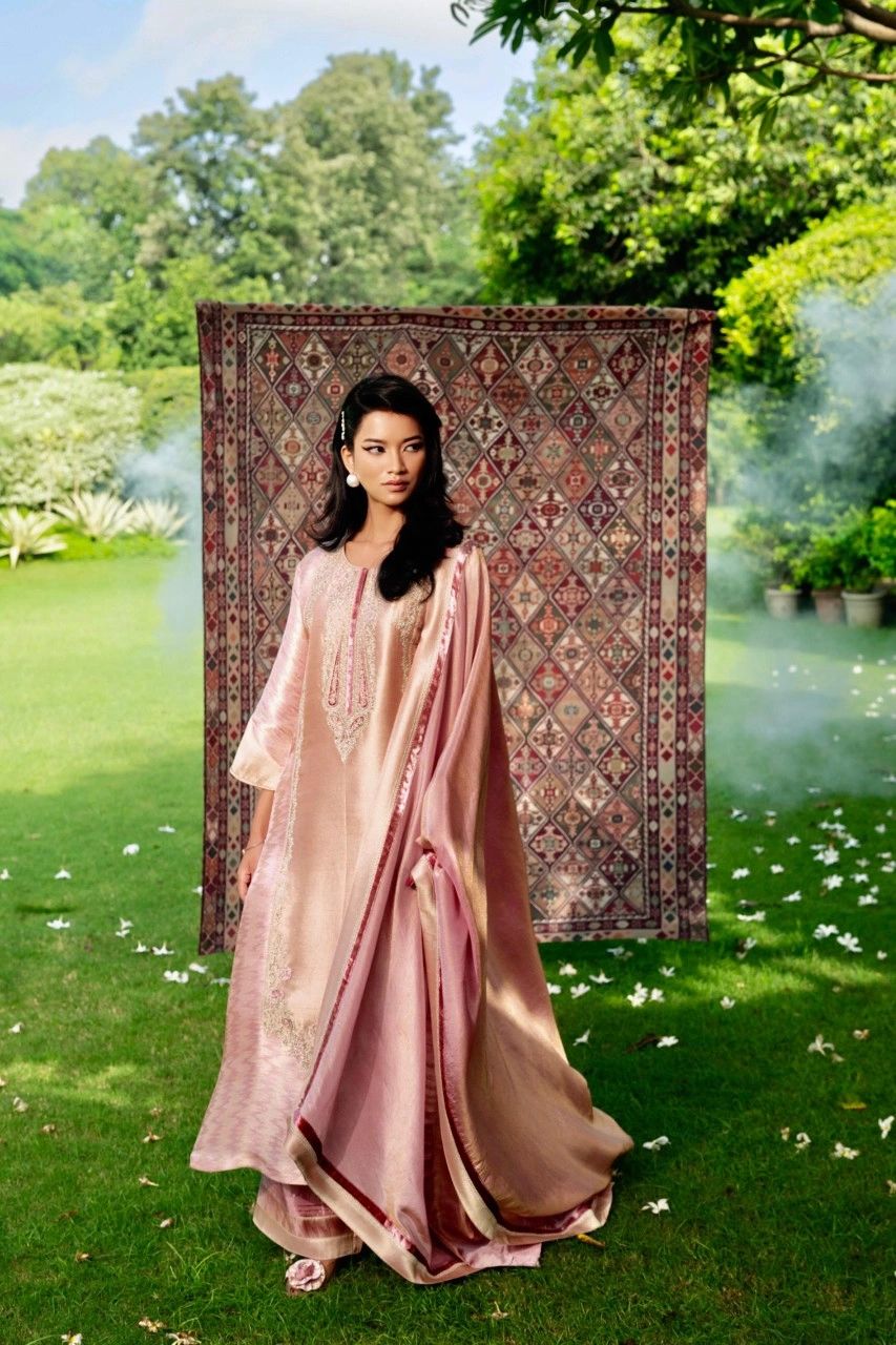 Naariti Khinkhab Pink Brocade suit | Winter suits
