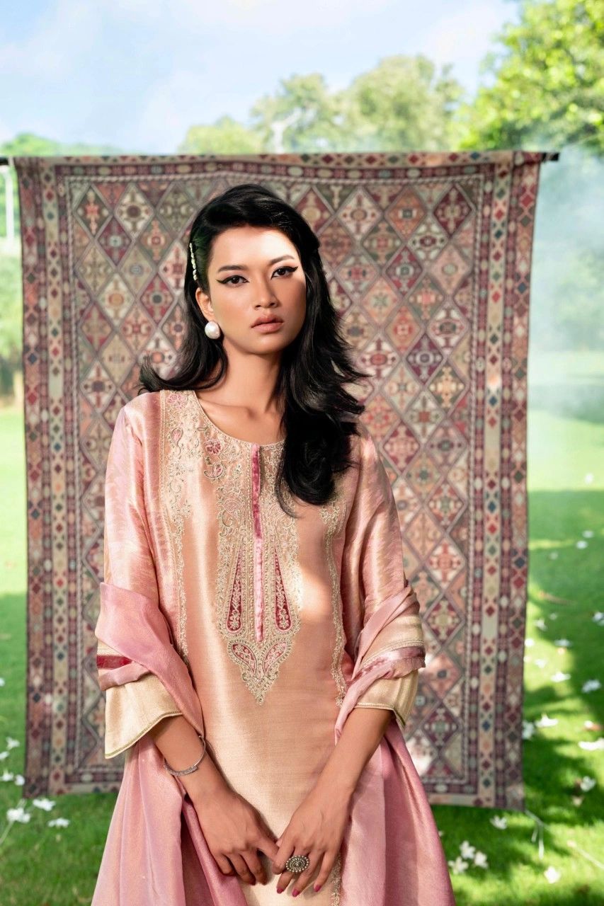 Naariti Khinkhab Pink Brocade suit | Winter suits
