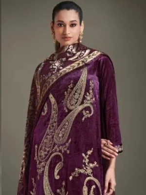 Omtex ritha 23 purple Velvet Suit for Women