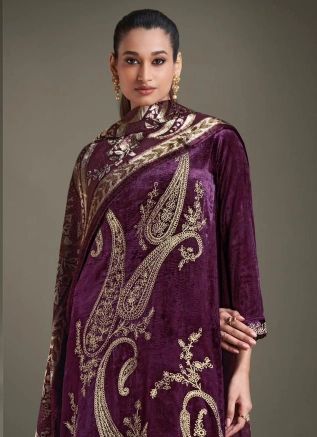 Purple velvet suit for women