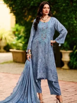 Varsha Elici pashmina winter suits for ladies - Blue