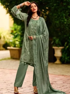 Varsha Elici pashmina winter suits for ladies - Green