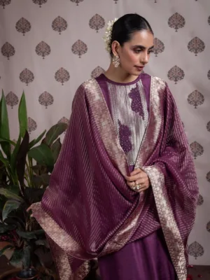 Naariti Parishi party wear designer silk suit for women | purple