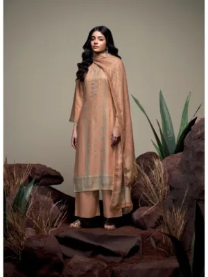 Ganga Isabeau winter pashmina suits for ladies - Orange