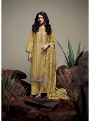 Ganga Isabeau winter pashmina suits for ladies - Yellow