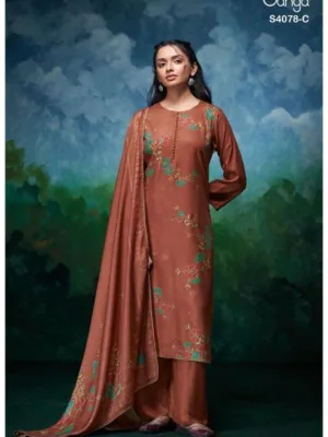 Ganga givara pashmina winter suits for women - Orange