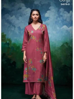 Ganga givara pashmina winter suits for women - Pink