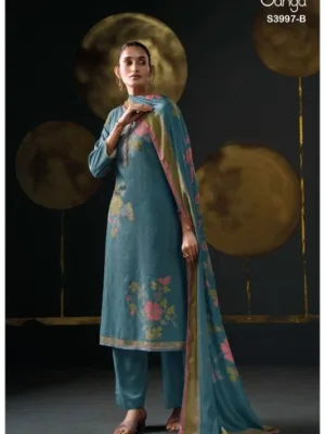 Ganga Pariniti pashmina winter suits for ladies - Blue