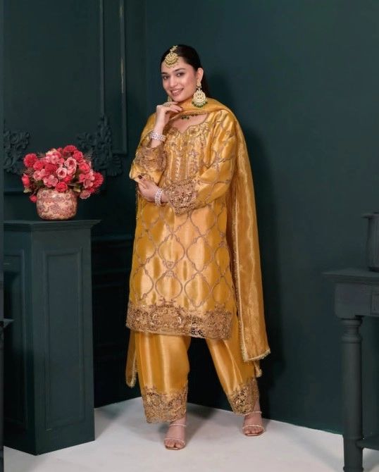 New trendy Party wear punjabi suit design | Yellow suit