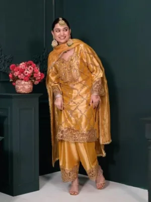 New trendy Party wear punjabi suit design | Yellow suit