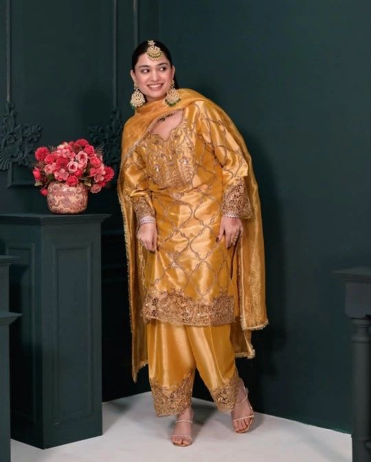 New trendy Party wear punjabi suit design | Yellow suit