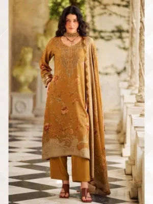 Varsha irha Pashmina dress material - Yellow