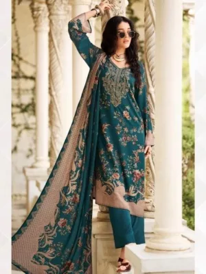 Varsha irha Pashmina dress material - Green