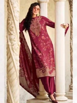 Varsha irha Pashmina dress material - Red