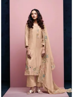 Ganga NAZILA latest silk suit design for ladies - Beige