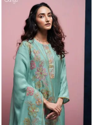 Ganga NAZILA latest silk suit design for ladies - Blue