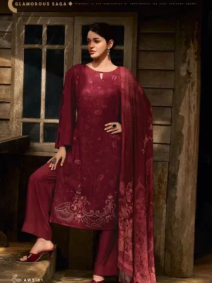 Varsha serenade pashmina winter suits - Red