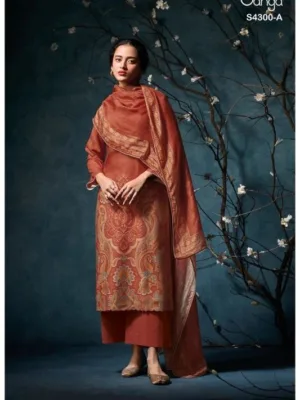 Ganga rosalyn pashmina suits | winter collection for women - Orange